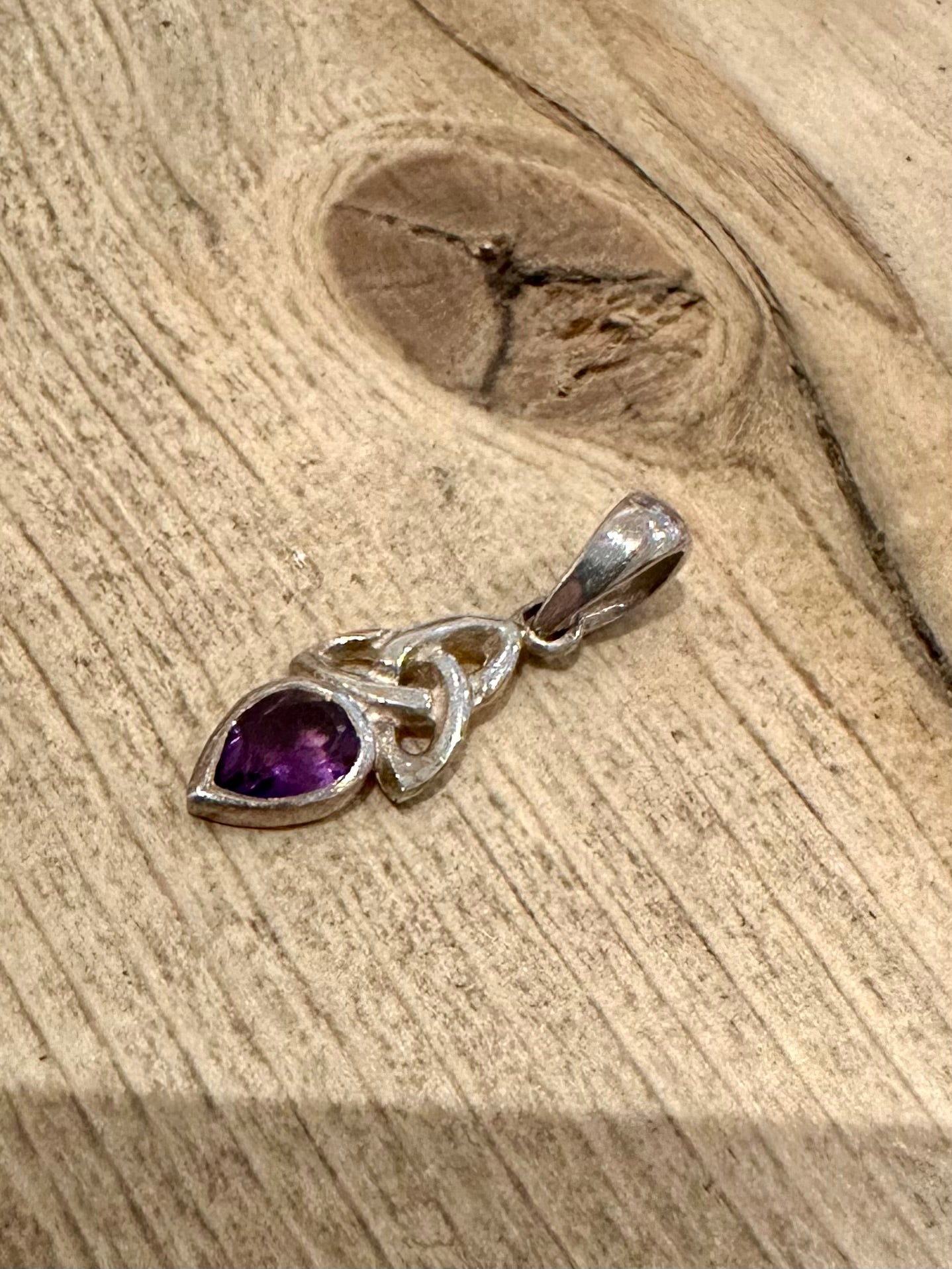 Vintage Amethyst Celtic 925 Silver Pendant