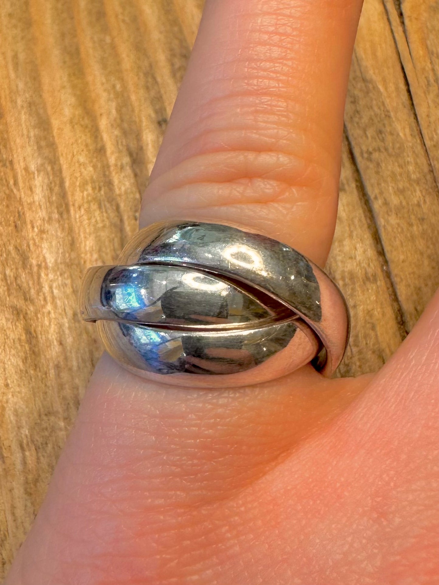 Moderner 2015er Dreifach-Band 925er Sterling Silber Ring Größe L