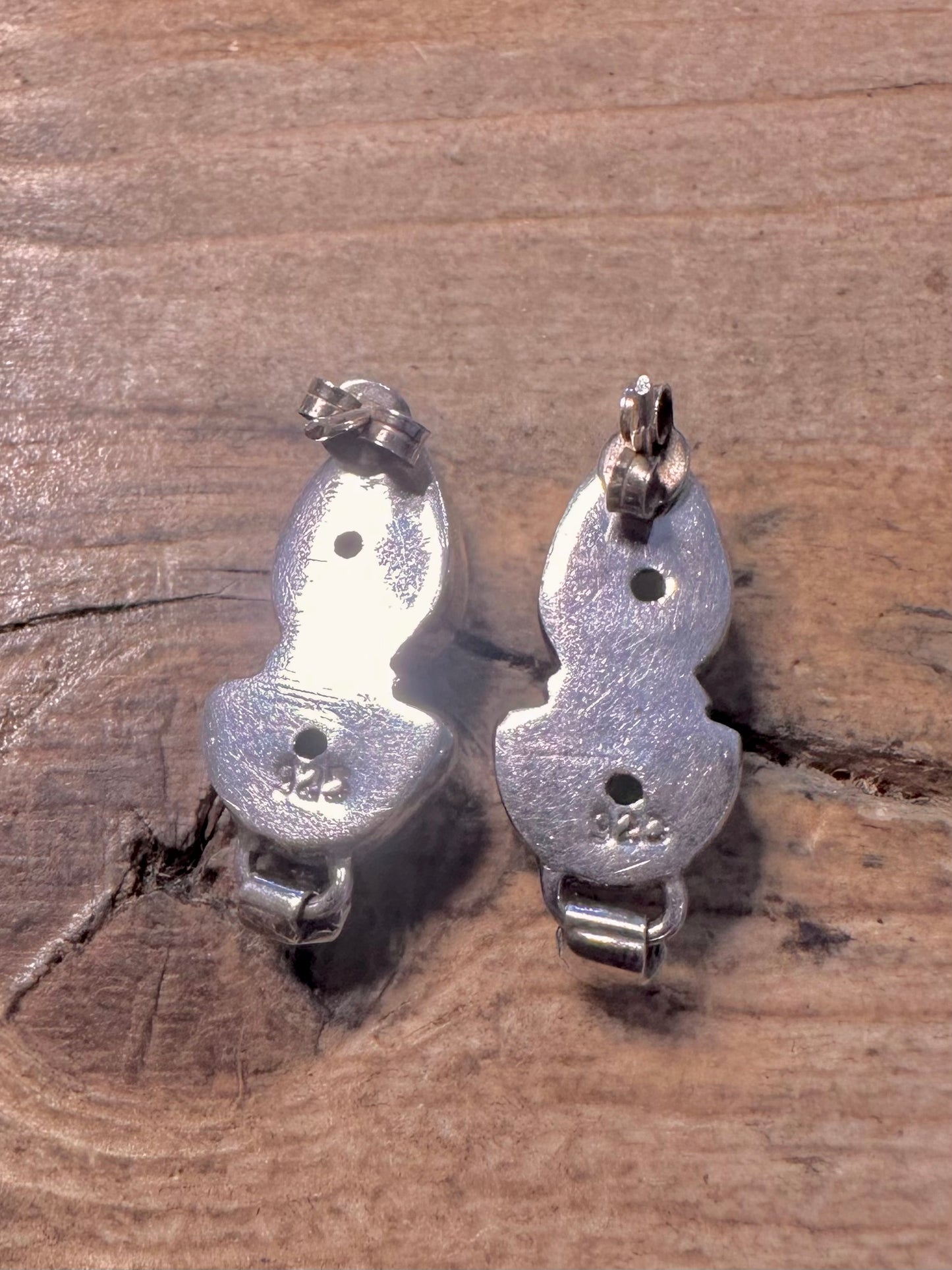 Vintage Chrysoprase 925 Silver Earrings