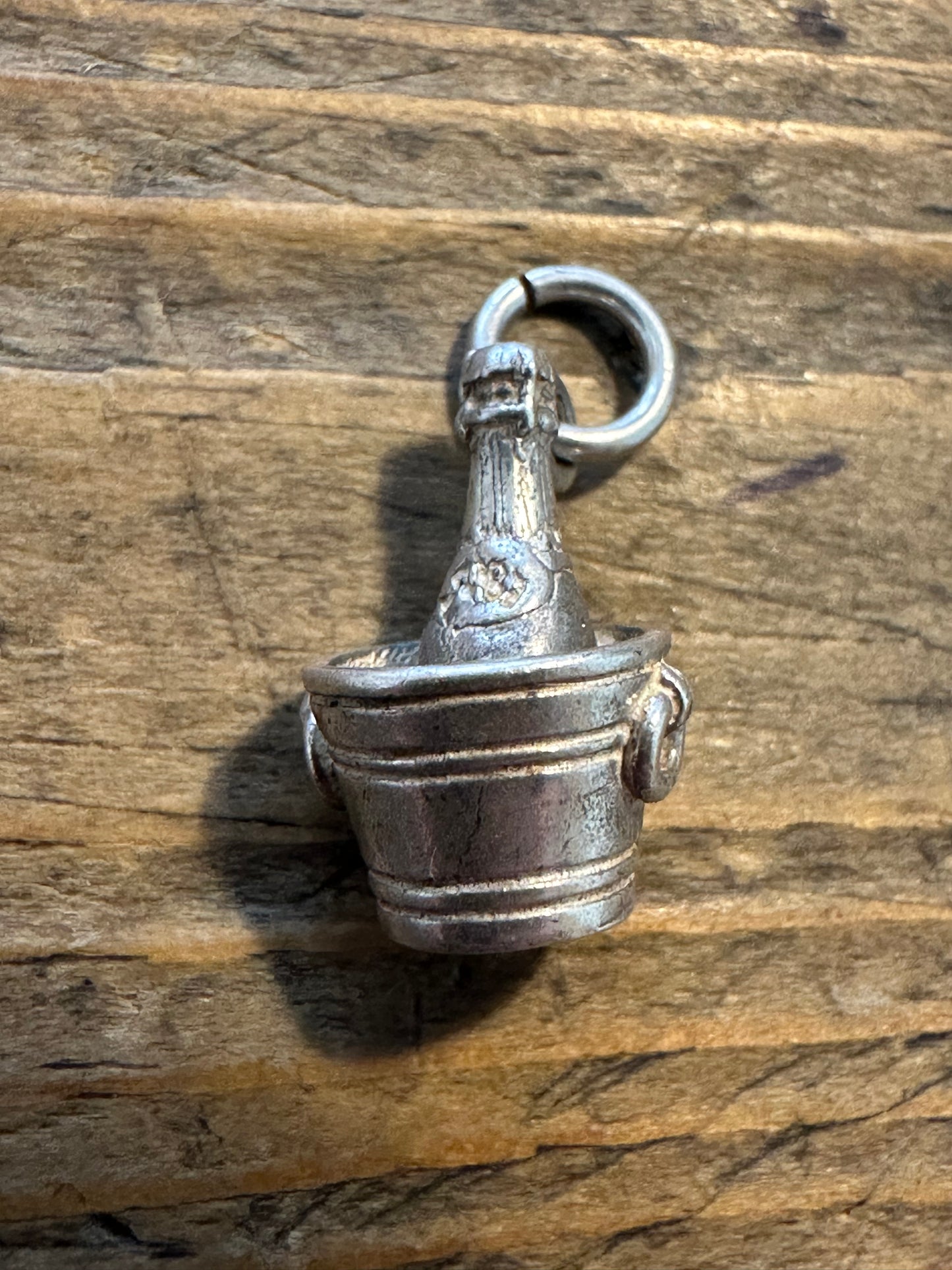 Vintage Champagne and Bucket 925 Silver Charm Pendant