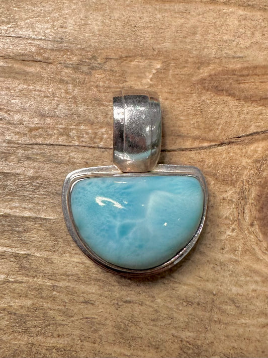 Vintage Larimar Semi Circle 925 Silver Pendant