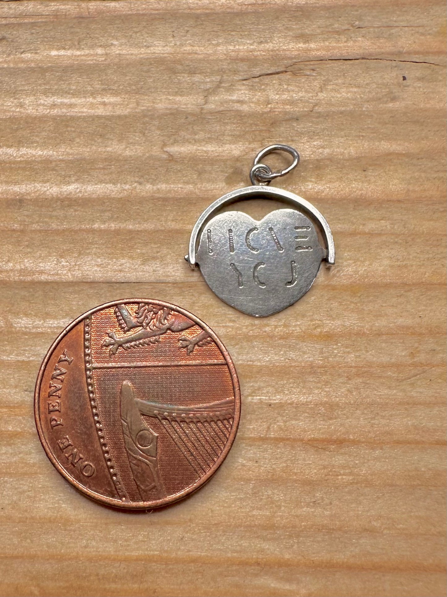 Vintage Herz "Ich liebe dich" Drehanhänger aus 925er Sterlingsilber