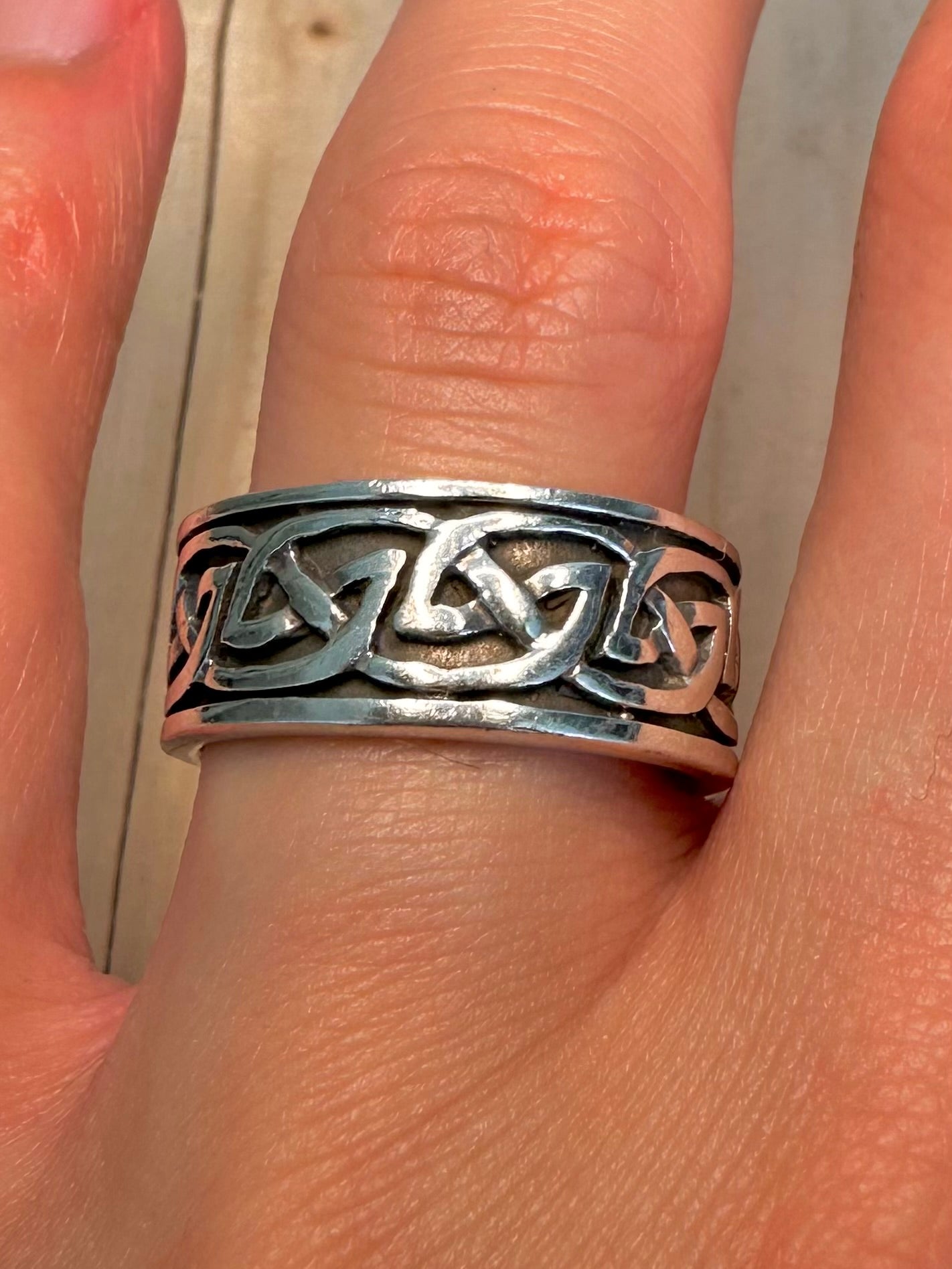 Celtic Band 925 Sterling Silver Size P1/2 Ring