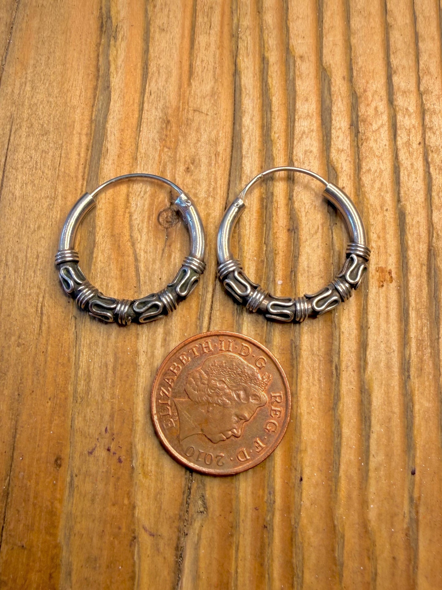 Bali Style Hoops 925 Sterling Silver Earringa