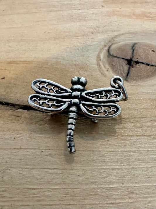 Vintage Dragonfly 925 Silver Pendant