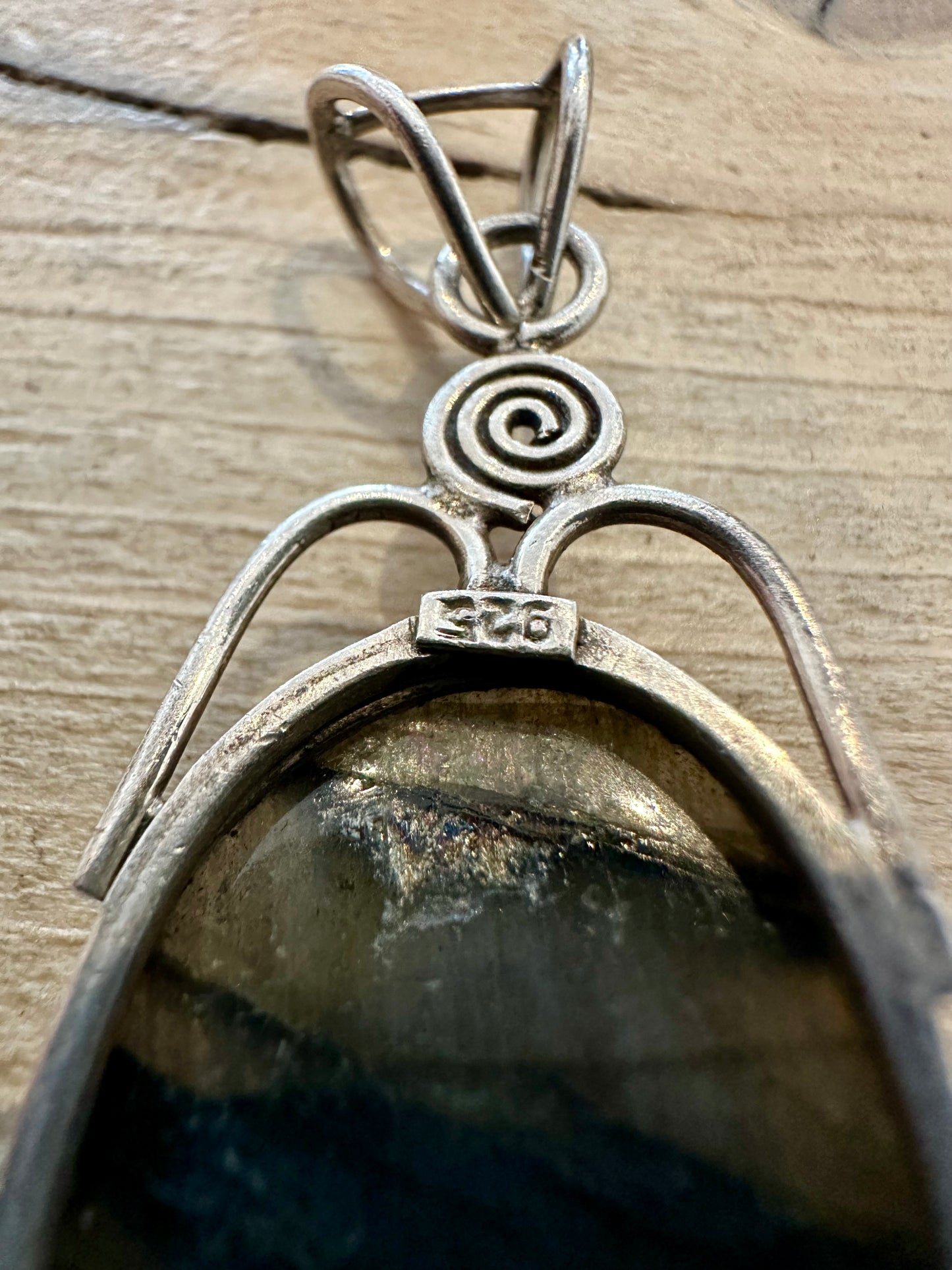 Vintage Faceted Labradorite 925 Silver Pendant