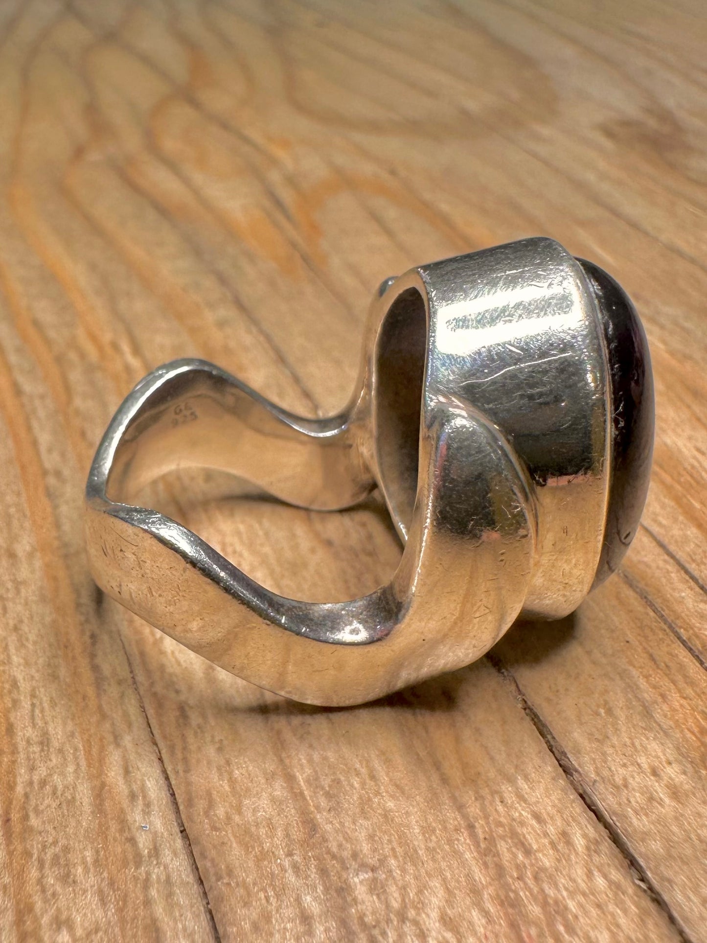 Abstract Chunky Amethyst Wavy 925 Sterling Silver Size O Ring