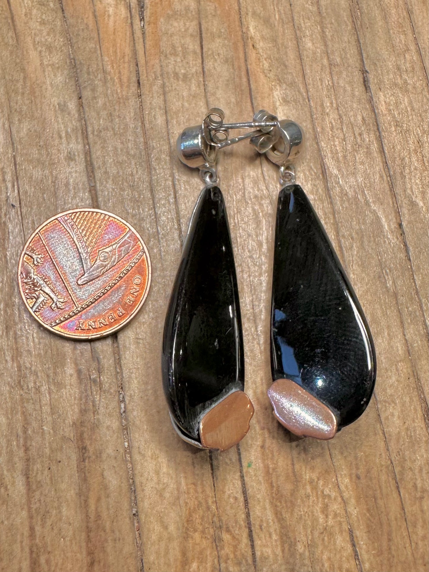 Onyx Perlen Roségold auf 925 Sterling Silber Ohrringe
