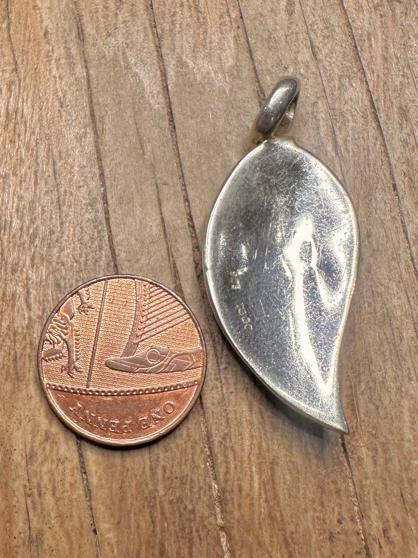 Modern Abalone Leaf Design 925 Sterling Silver Pendant