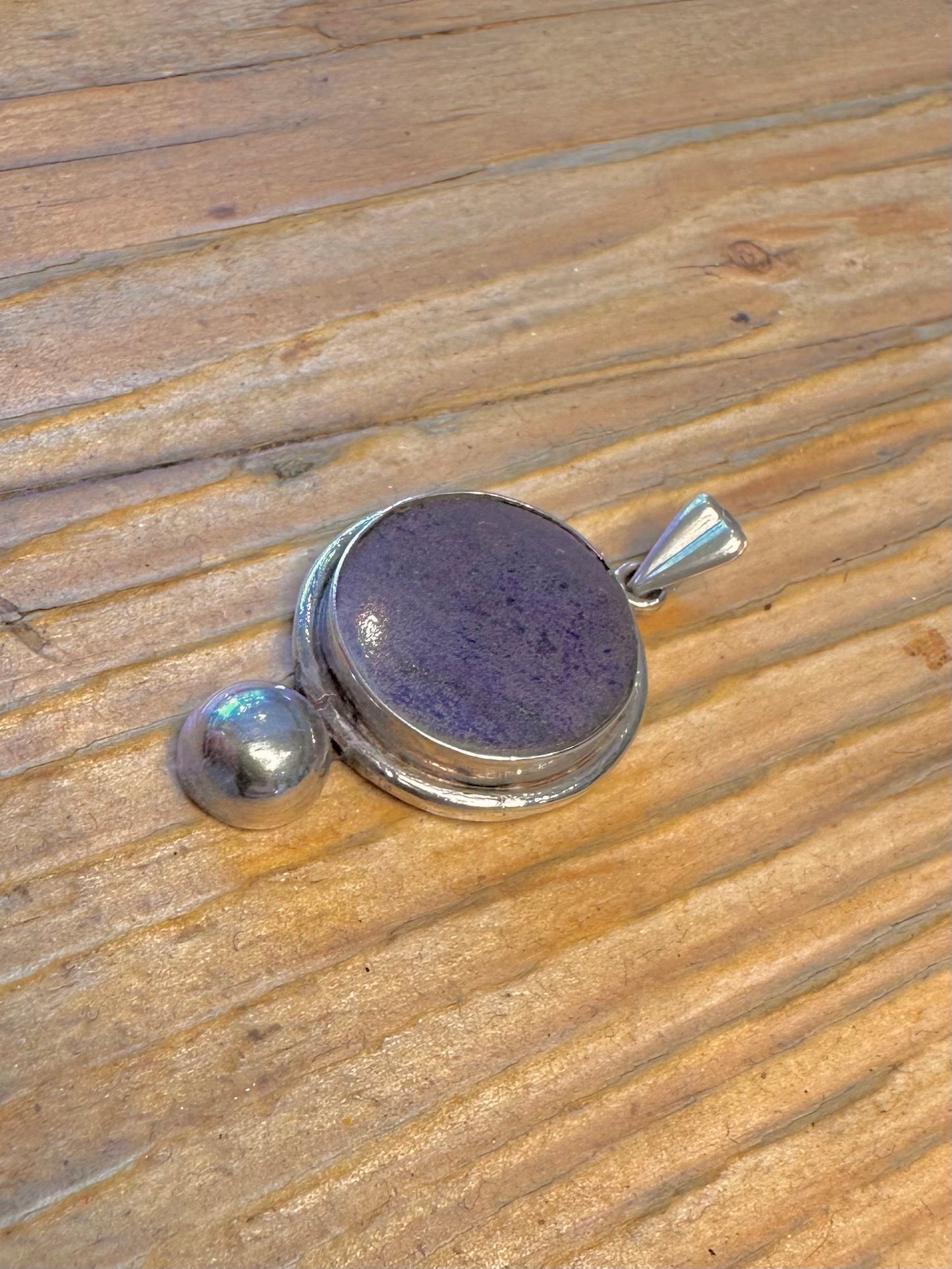 Lapis Circle and Silver Circle 925 Sterling Silver Pendant