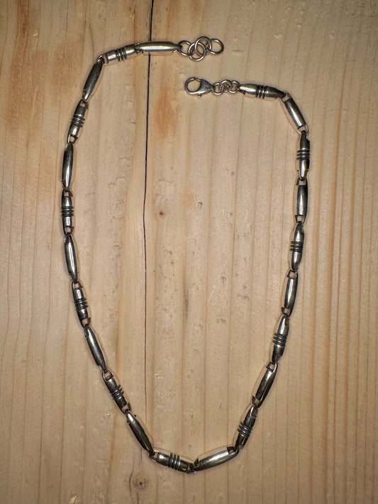 Barrel Link Chain 925 Sterling Silver 15.25 inch Necklace