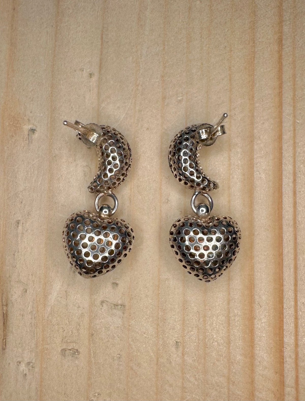 Moon & Heart Dangle 925 Sterling Silver Earrings