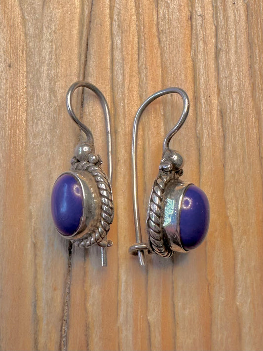 Vintage Lapis Dangle 925 Sterling Silver Earrings