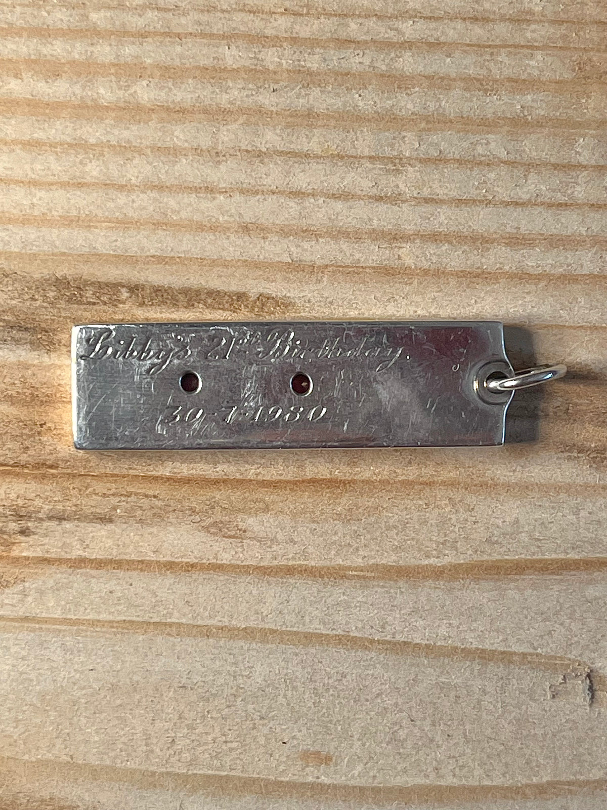 Ingot Garnet 1980 Maker SHS London 925 Sterling Silver Pendant