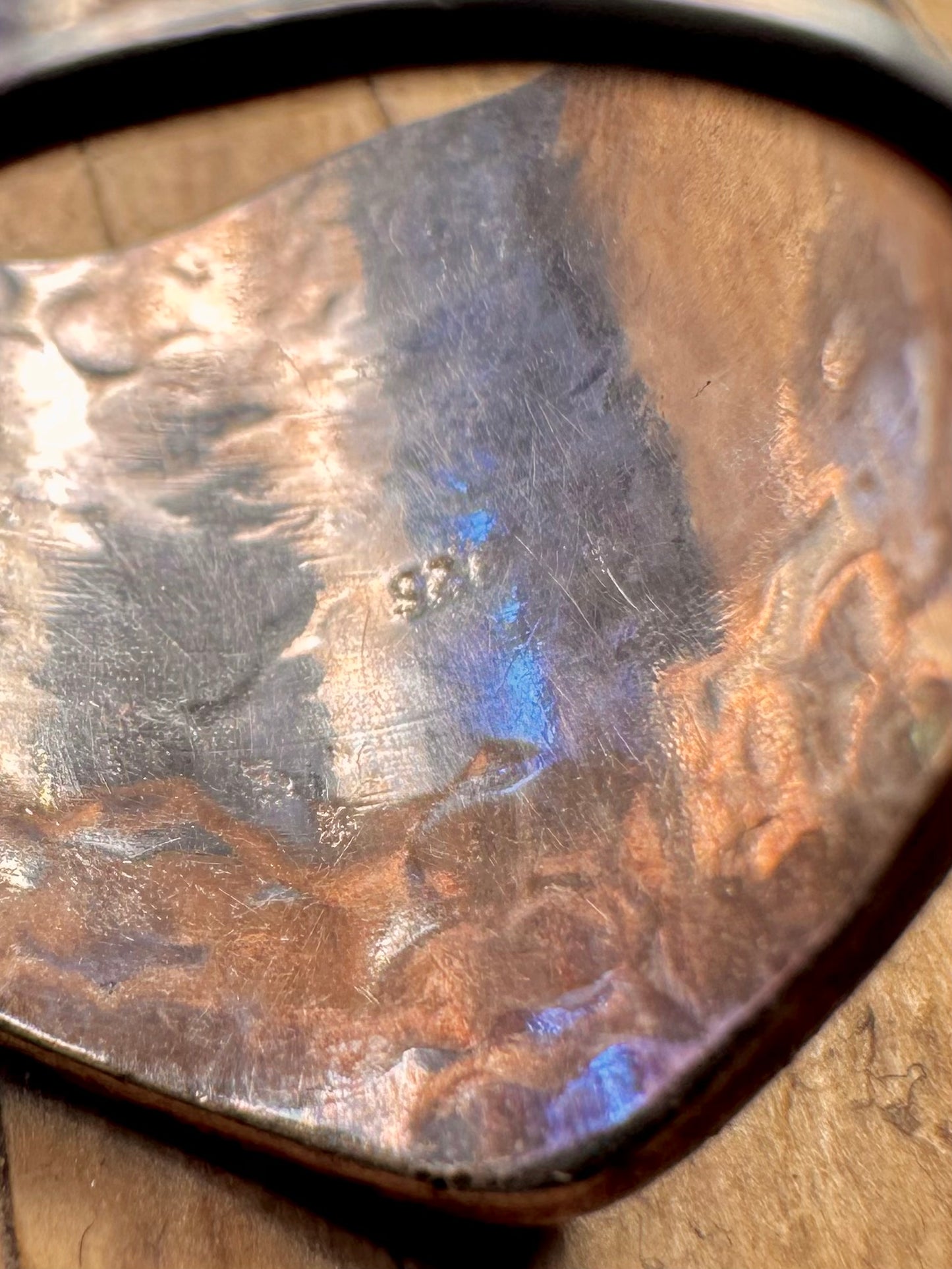 Gehämmerter Türkis langer Ring aus 925er Sterlingsilber, Größe L