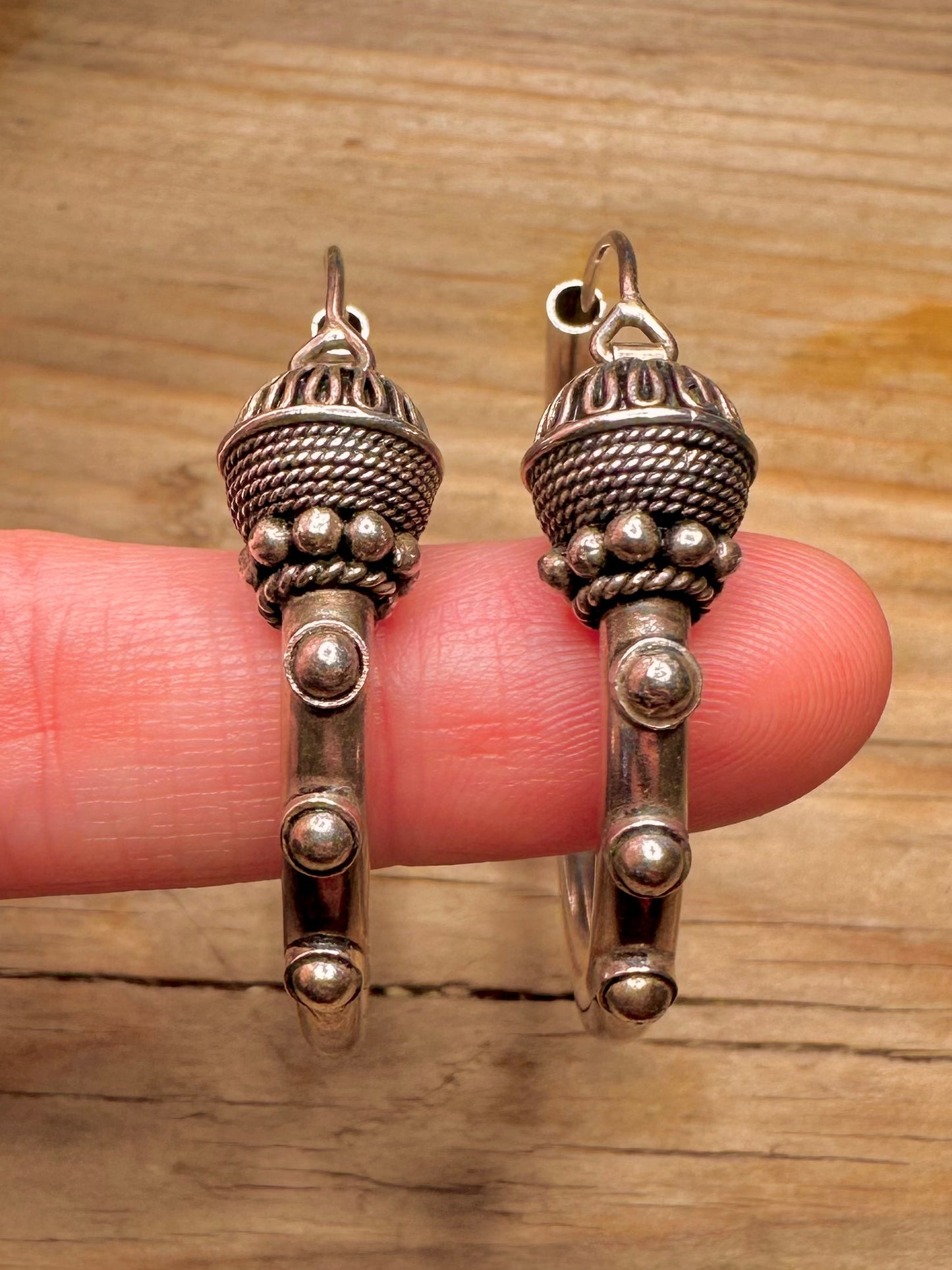 Große Vintage Tribal Kreolen Ohrringe aus 925er Sterlingsilber