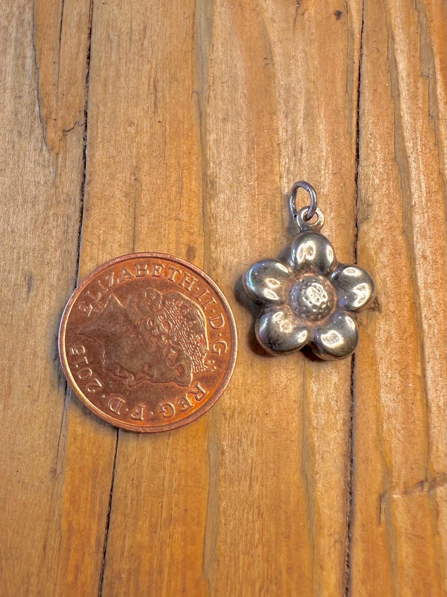Flower Double Sided 925 Sterling Silver Pendant