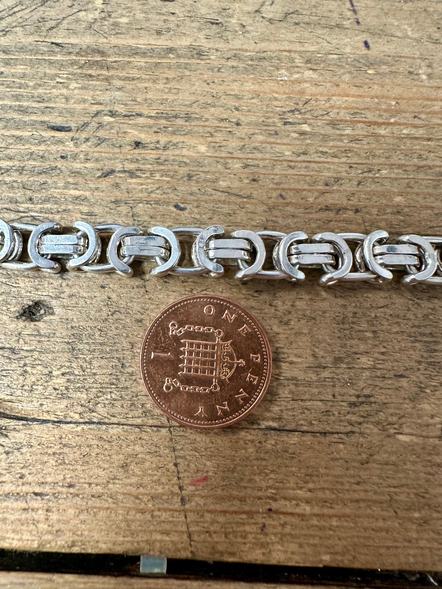 Modernist Byzantine Chain 925 Silver 9 inch Bracelet