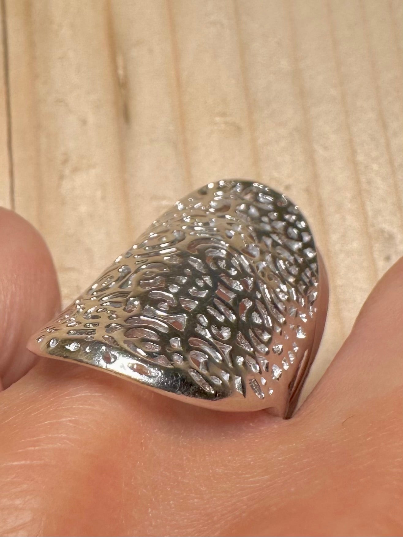 Chunky Bohemian Tall Statement 925 Sterling Silver Size O1/2 Ring