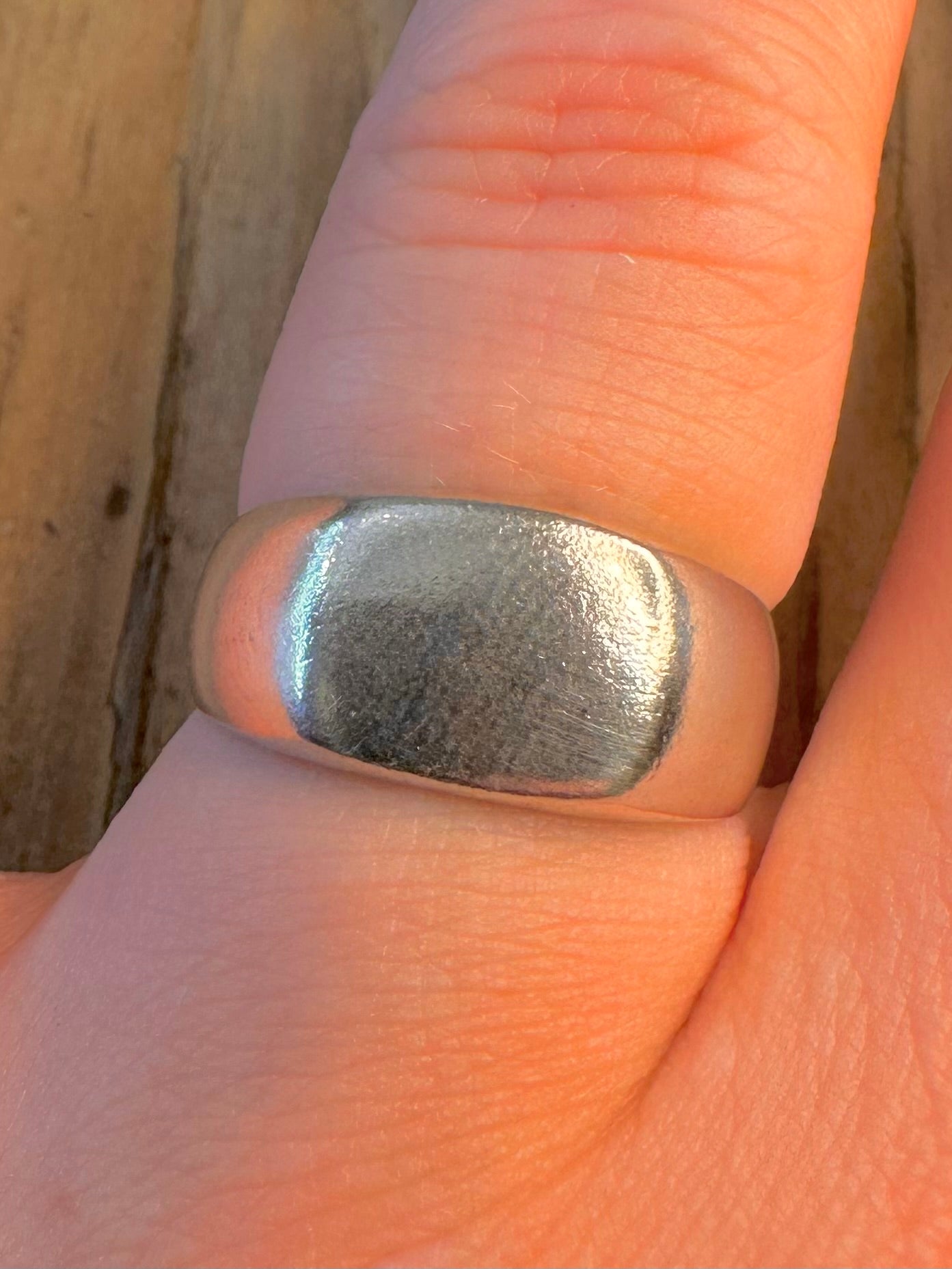 Rectangle Signet 925 Sterling Silver Size P1/2 Ring
