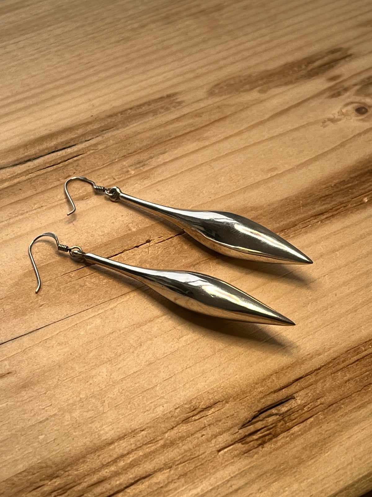 Elongated Tear Drop 925 Sterling Silver Drop Earrings