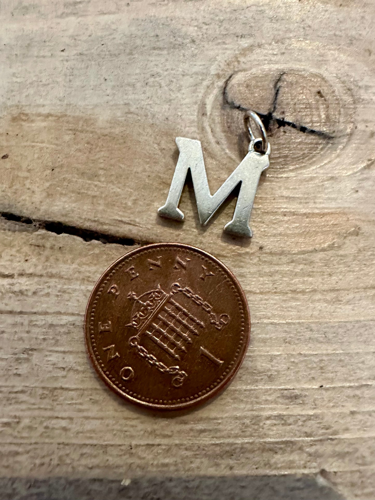 Vintage Letter M 925 Silver Pendant