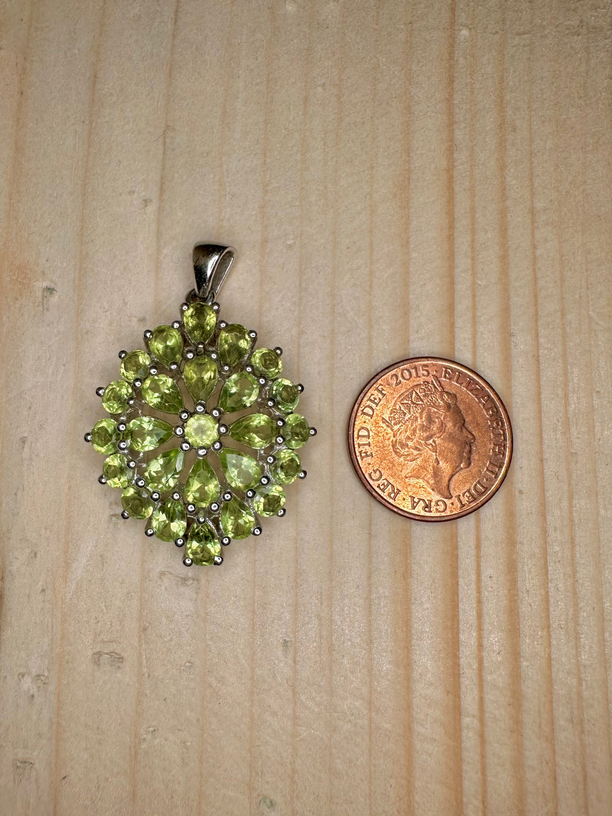 Peridot Cluster 925 Sterling Silver Pendant