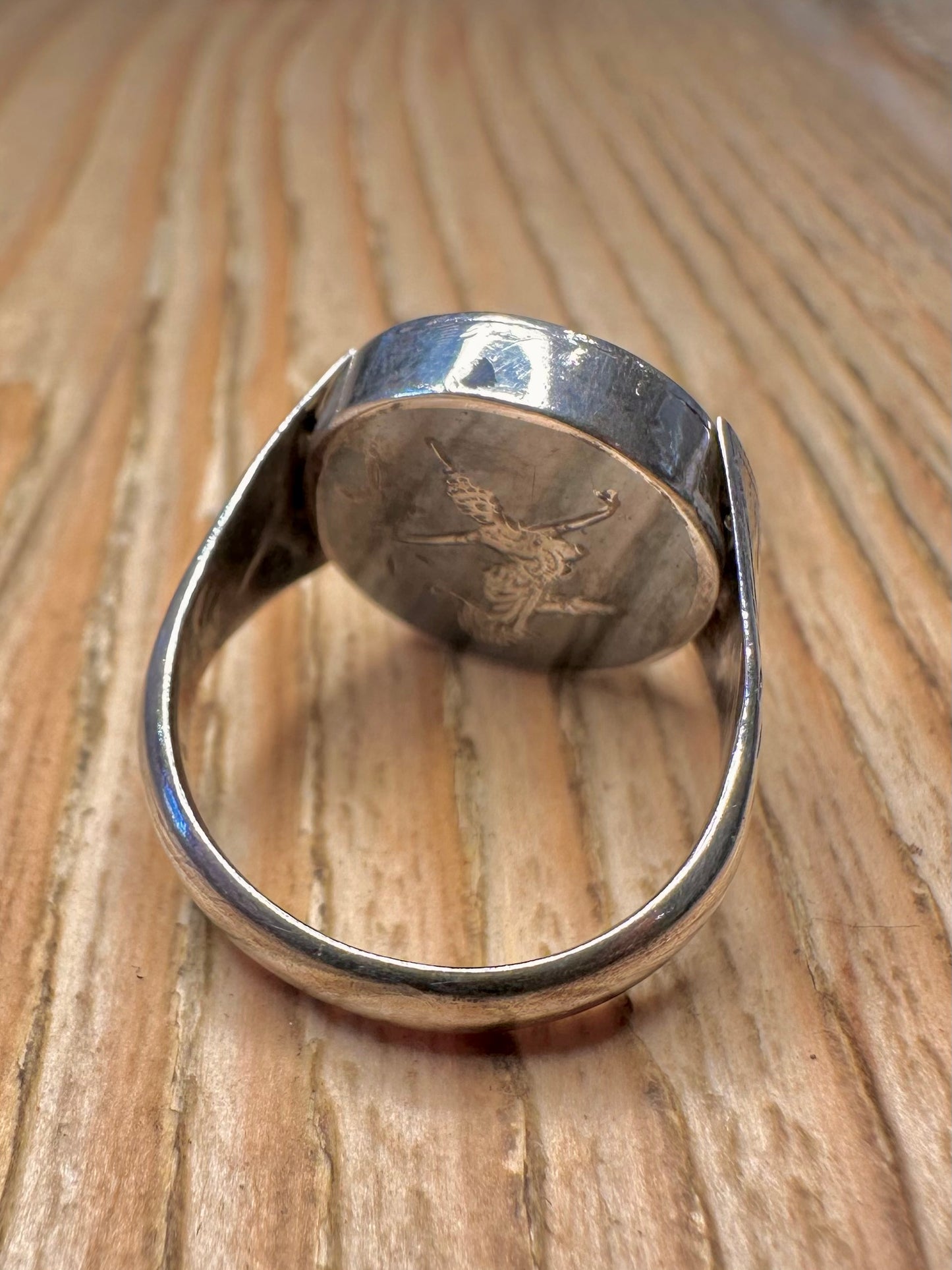 Vintage Spinning Siam Enamel 925 Sterling Silver Size M1/2 Ring