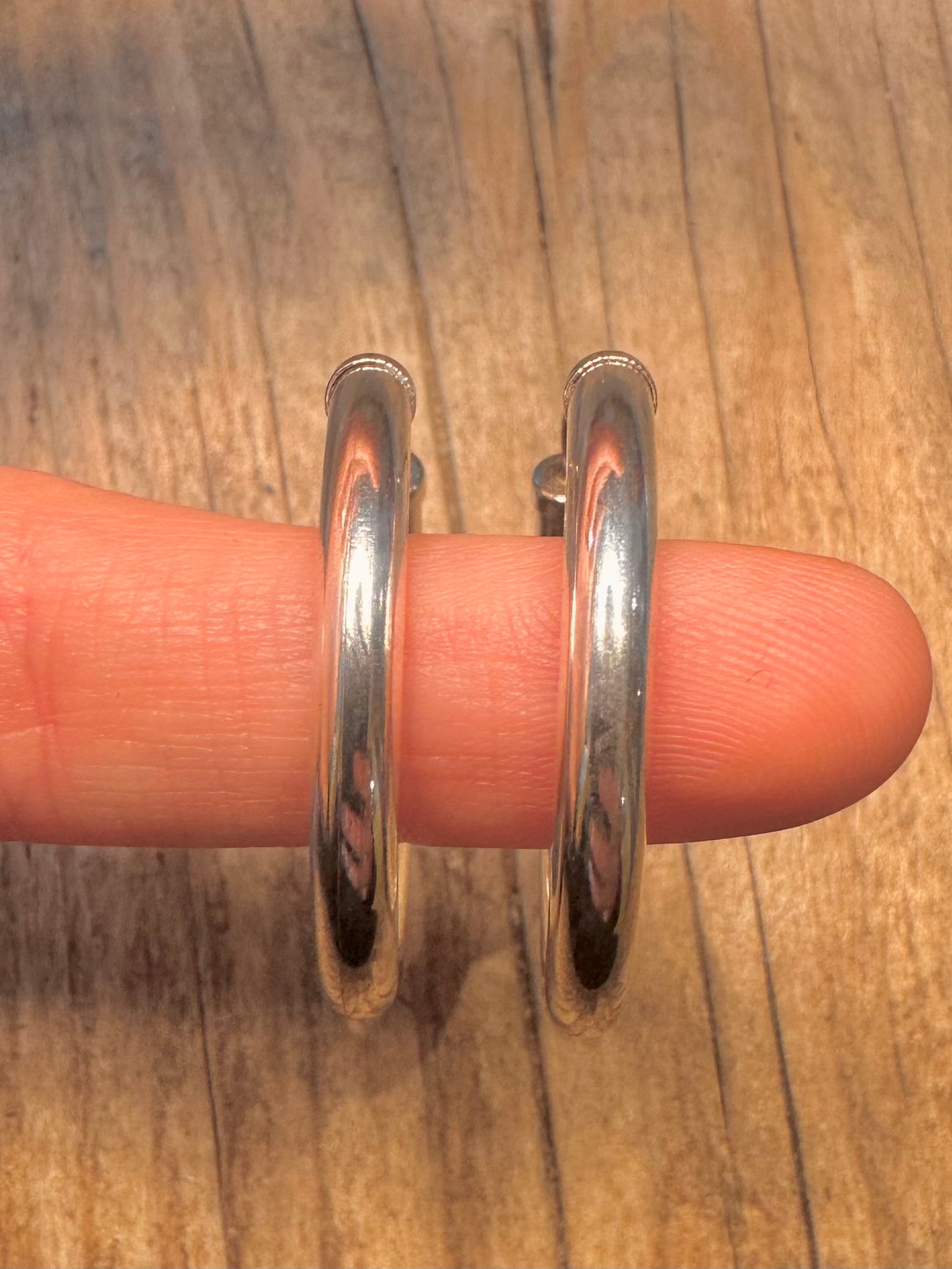 Vintage Dicke Abgerundete Creolen 925 Sterling Silber Ohrringe