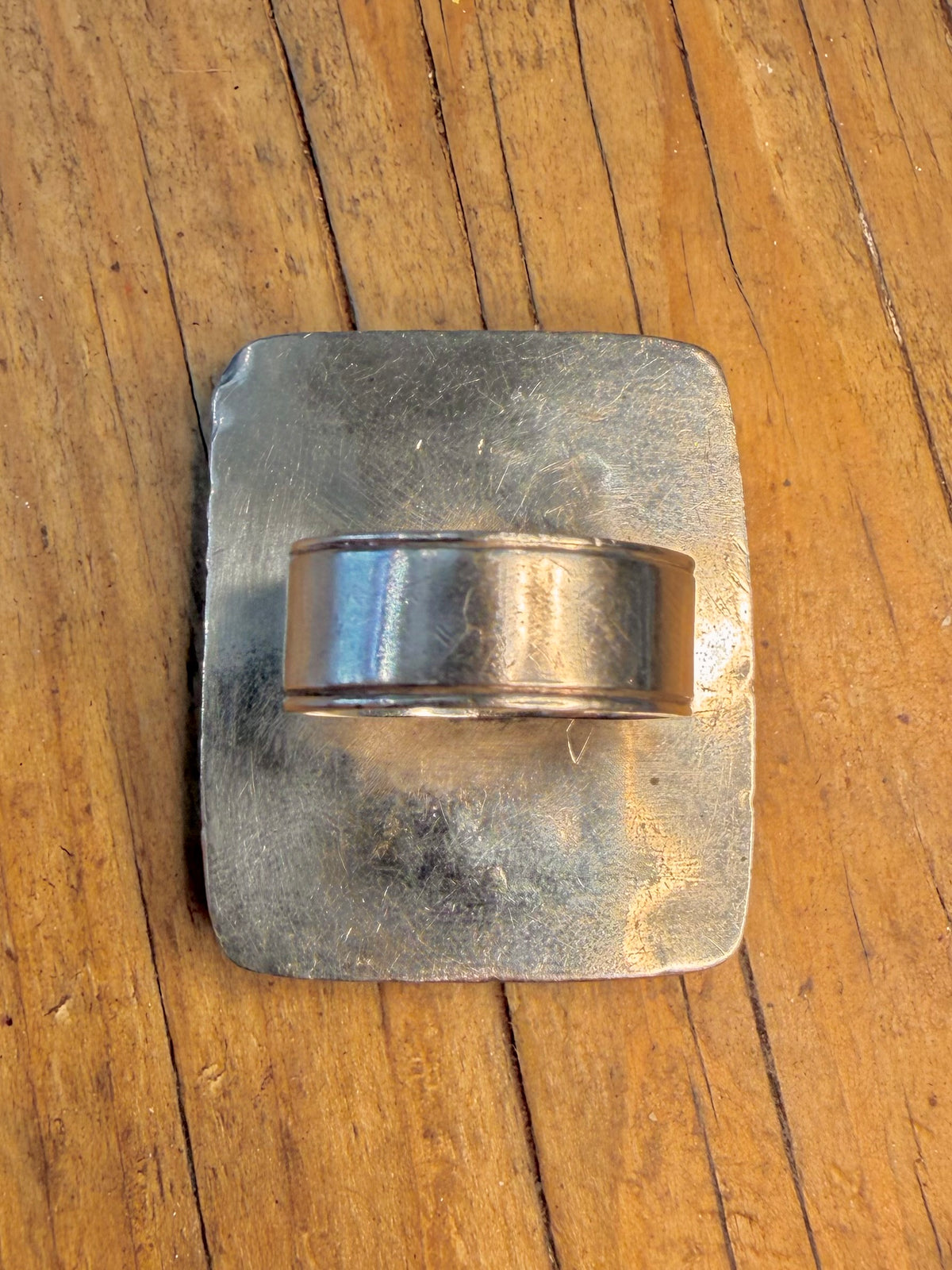 Large Rectangle Malachite Boho Border 925 Sterling Silver Size T1/2 Ring