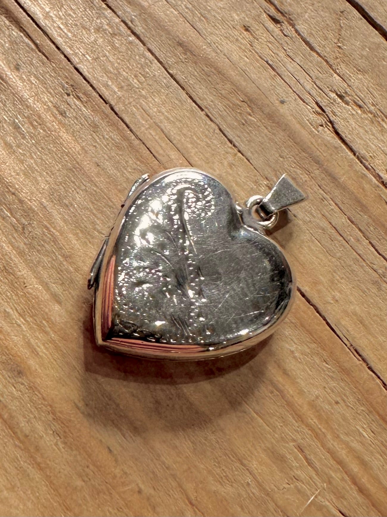 Vintage Engraved Heart Locket 925 Sterling Silver Pendant