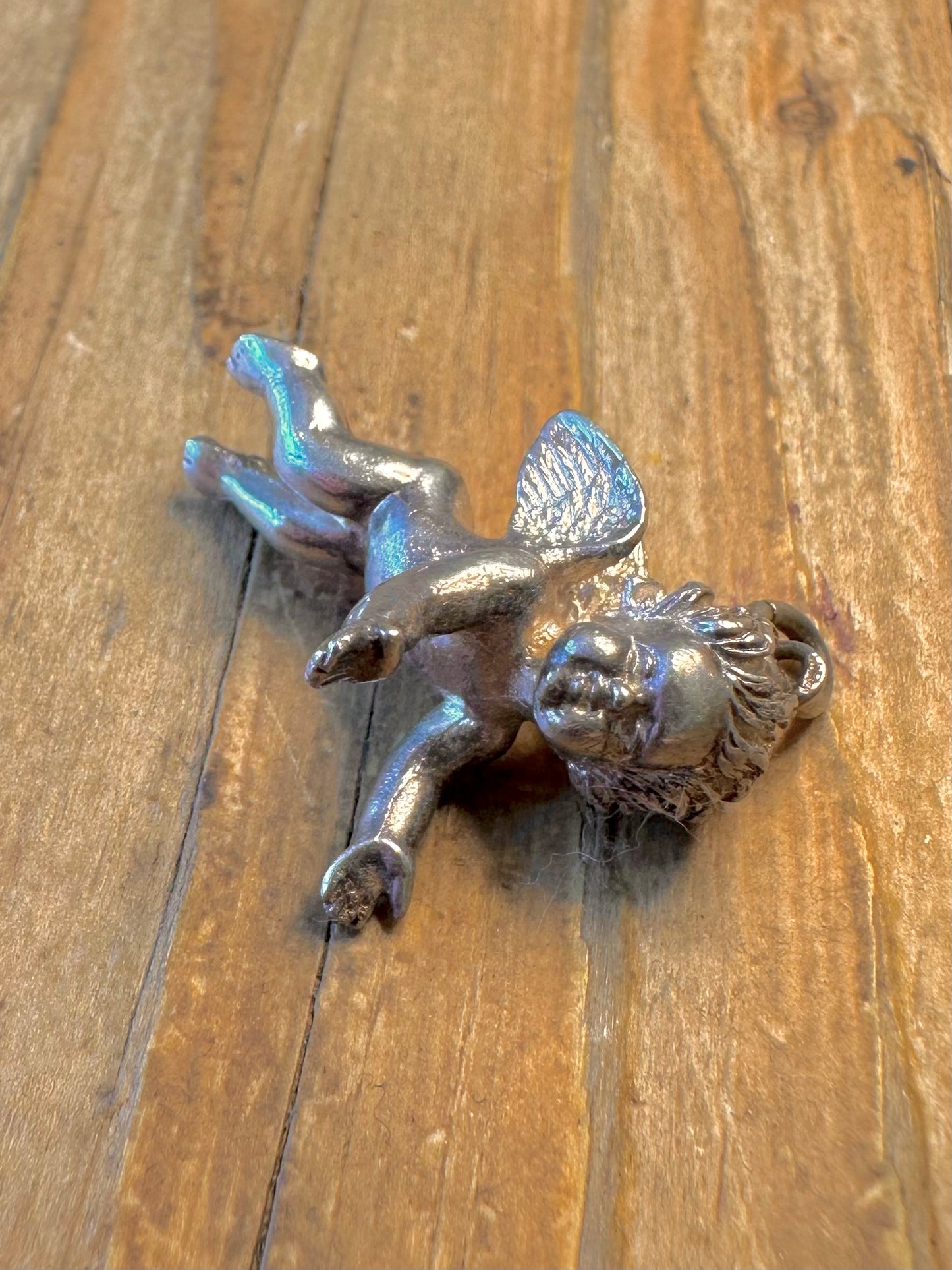 Large Cherub Art Deco Style 925 Sterling Silver Pendant