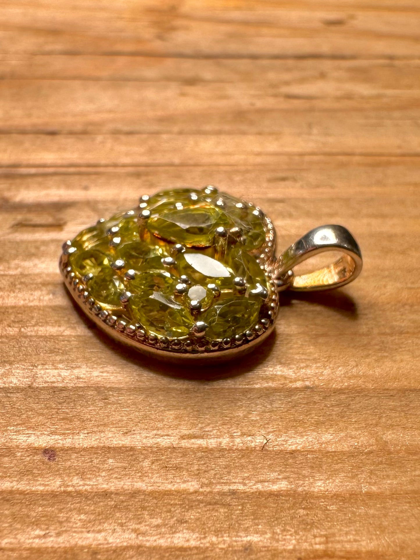 Vintage Peridot Herz 925 Sterling Silber Anhänger