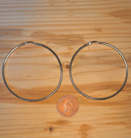 Large Skinny Hoop 925 Sterling Silver Hoop Earrings