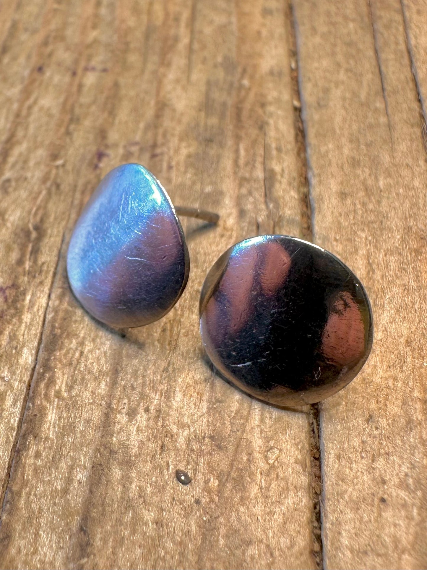 Modernist Abstract Circle Studs 925 Sterling Silver Earrings
