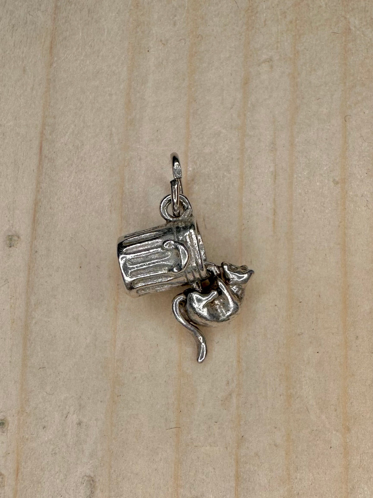 Cat & Bin Articulated 925 Sterling Silver Pendant