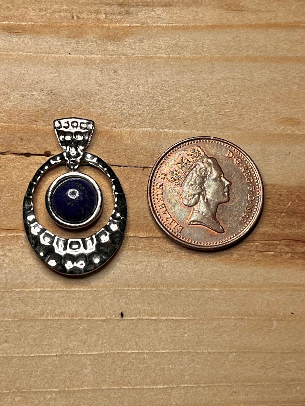 Textured Lapis Lazuli 925 Sterling Silver Pendant