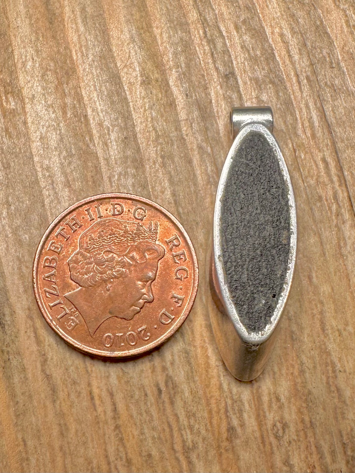 Modernist Blue Foil Oval 925 Sterling Silver Pendant