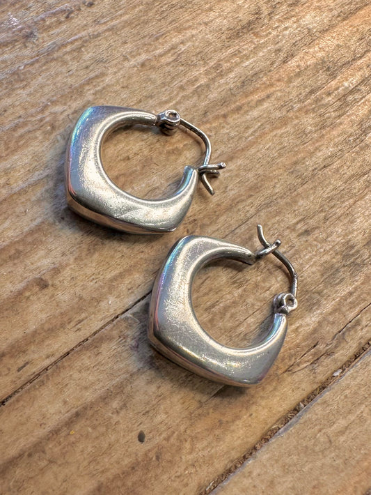 Abstract Hexagon Hoops 925 Sterling Silver Earrings