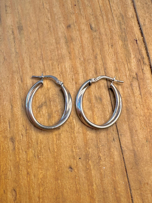 Twisted Hoops 925 Sterling Silver Earrings