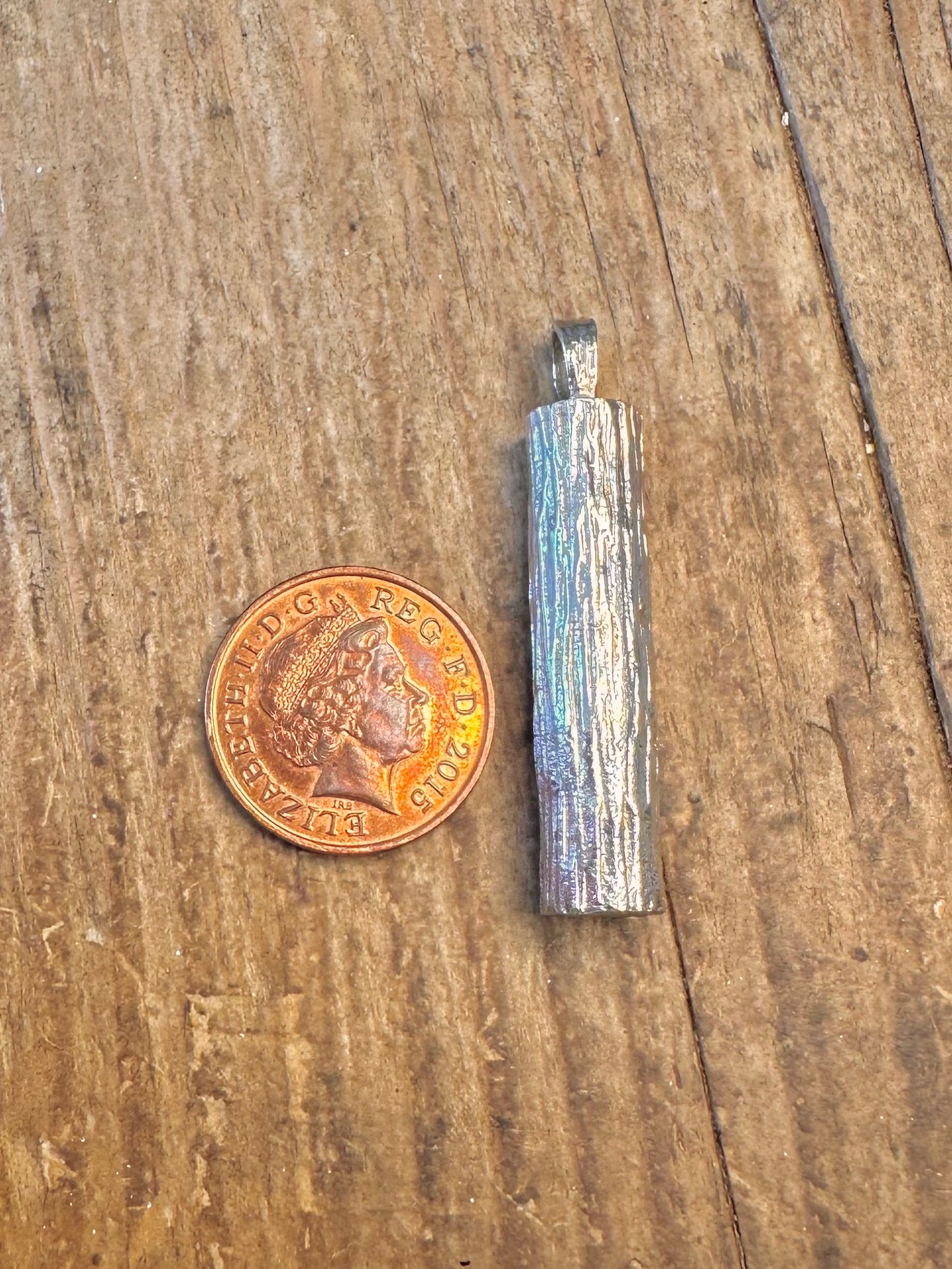 Ingot 1978 Bark Effect Barrel 925 Sterling Silver Pendant