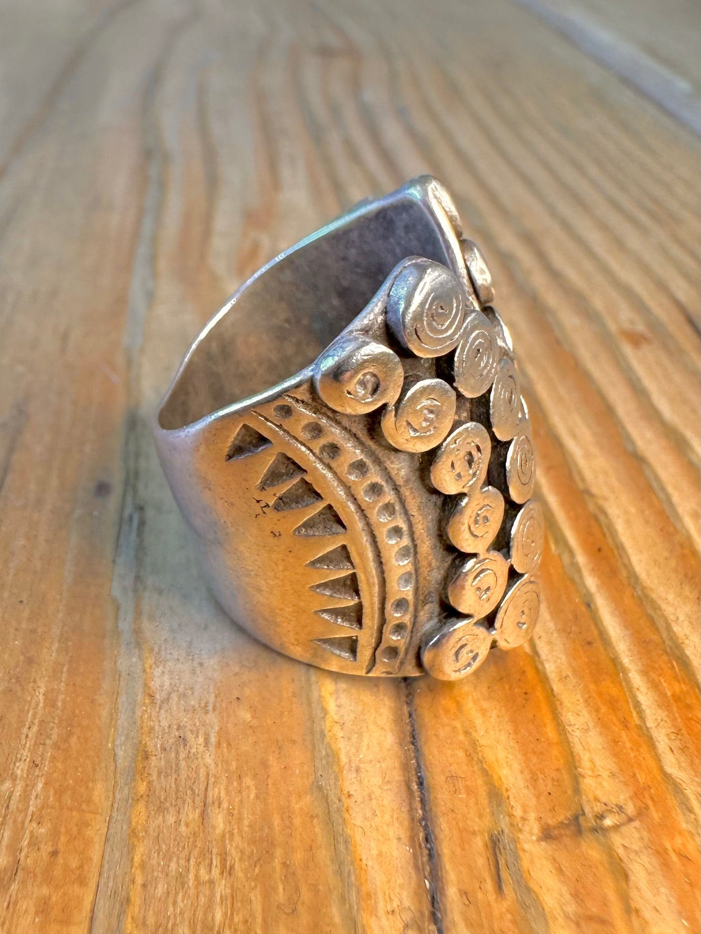 Bohemian Swirl Open Front 925 Sterling Silver Size P1/2 Ring