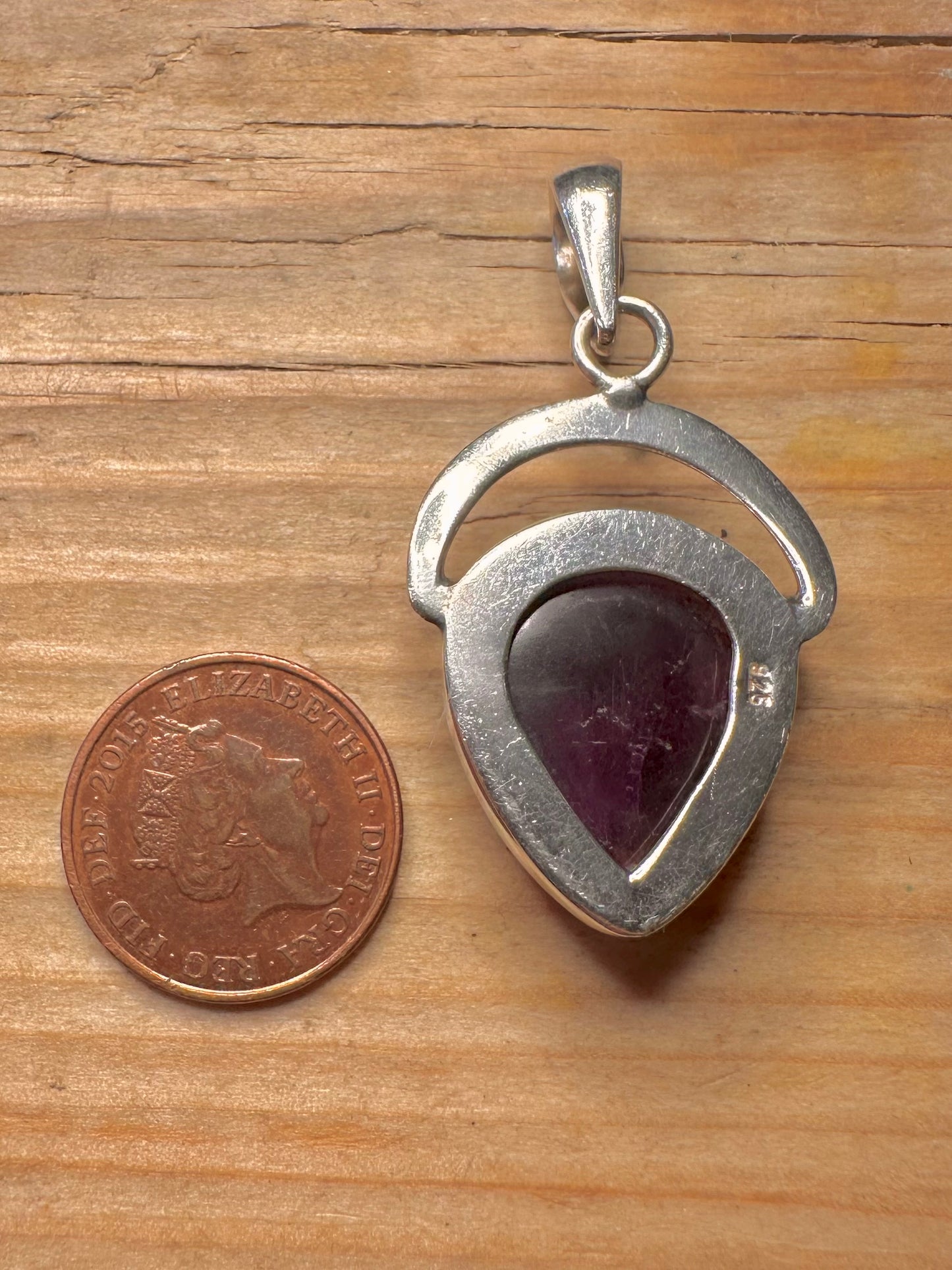 Vintage Amethyst Tränenförmiger 925 Sterling Silber Anhänger