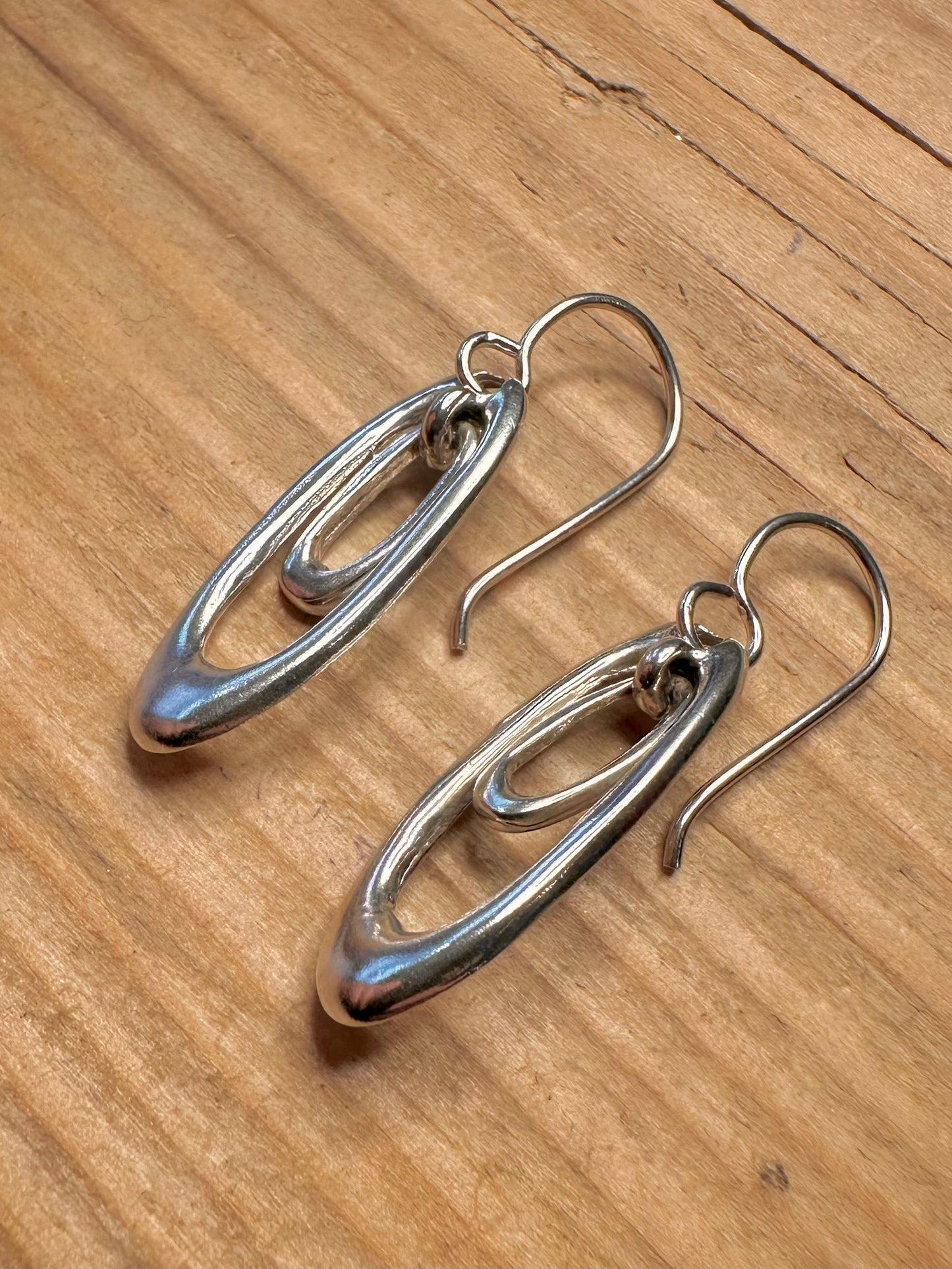 Ohrringe Modernist Double Oval aus 925er Sterlingsilber