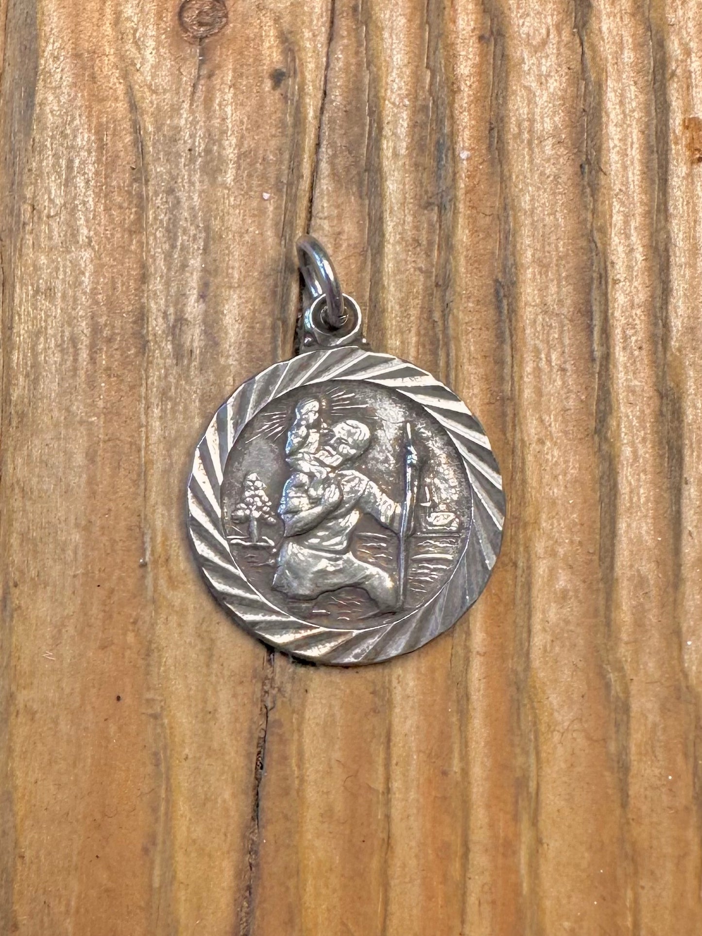 St Christopher Scolloped Transport Back 925 Sterling Silver Pendant
