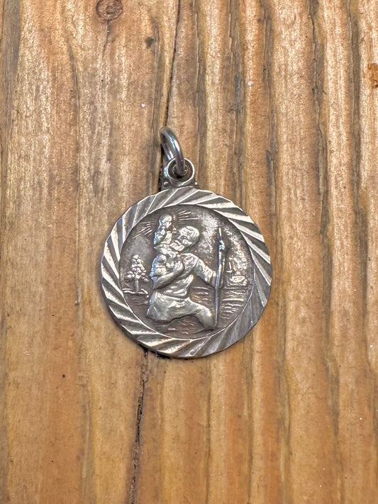 St Christopher Scolloped Transport Back 925 Sterling Silver Pendant
