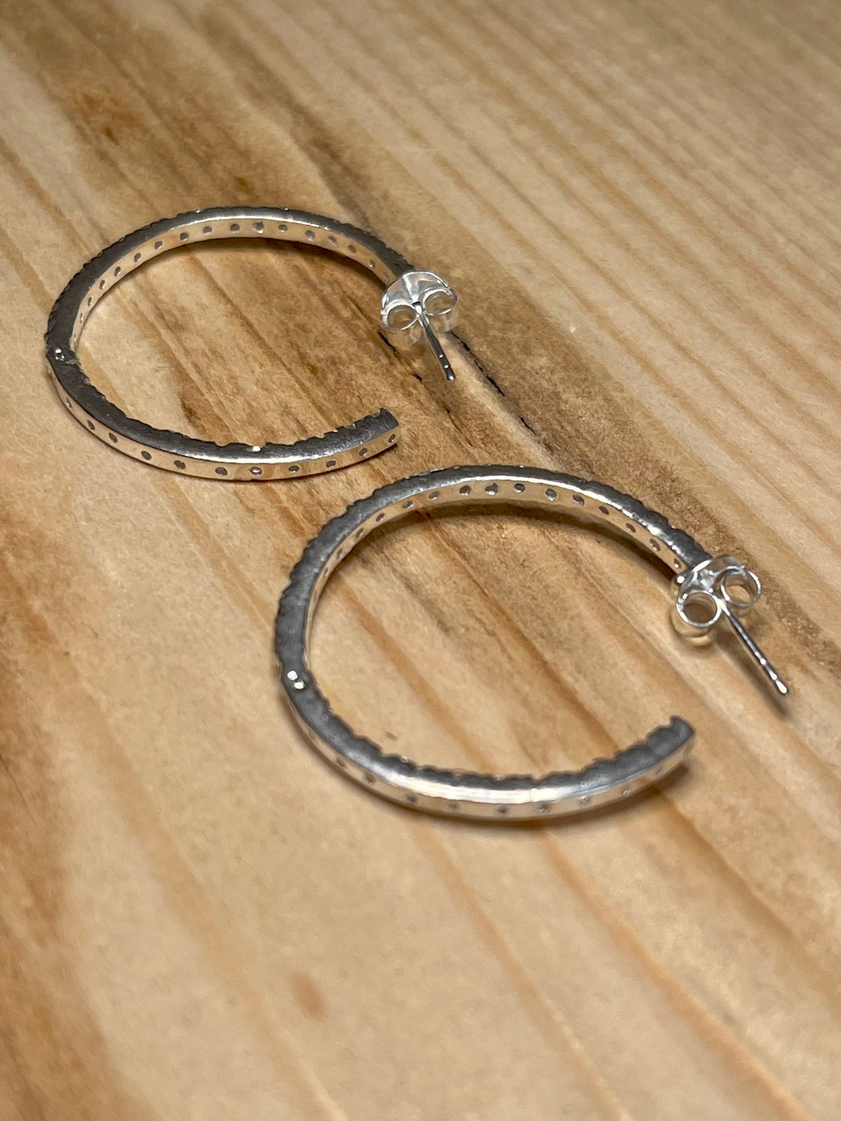 Pink CZ Hoops 925 Sterling Silver Earrings