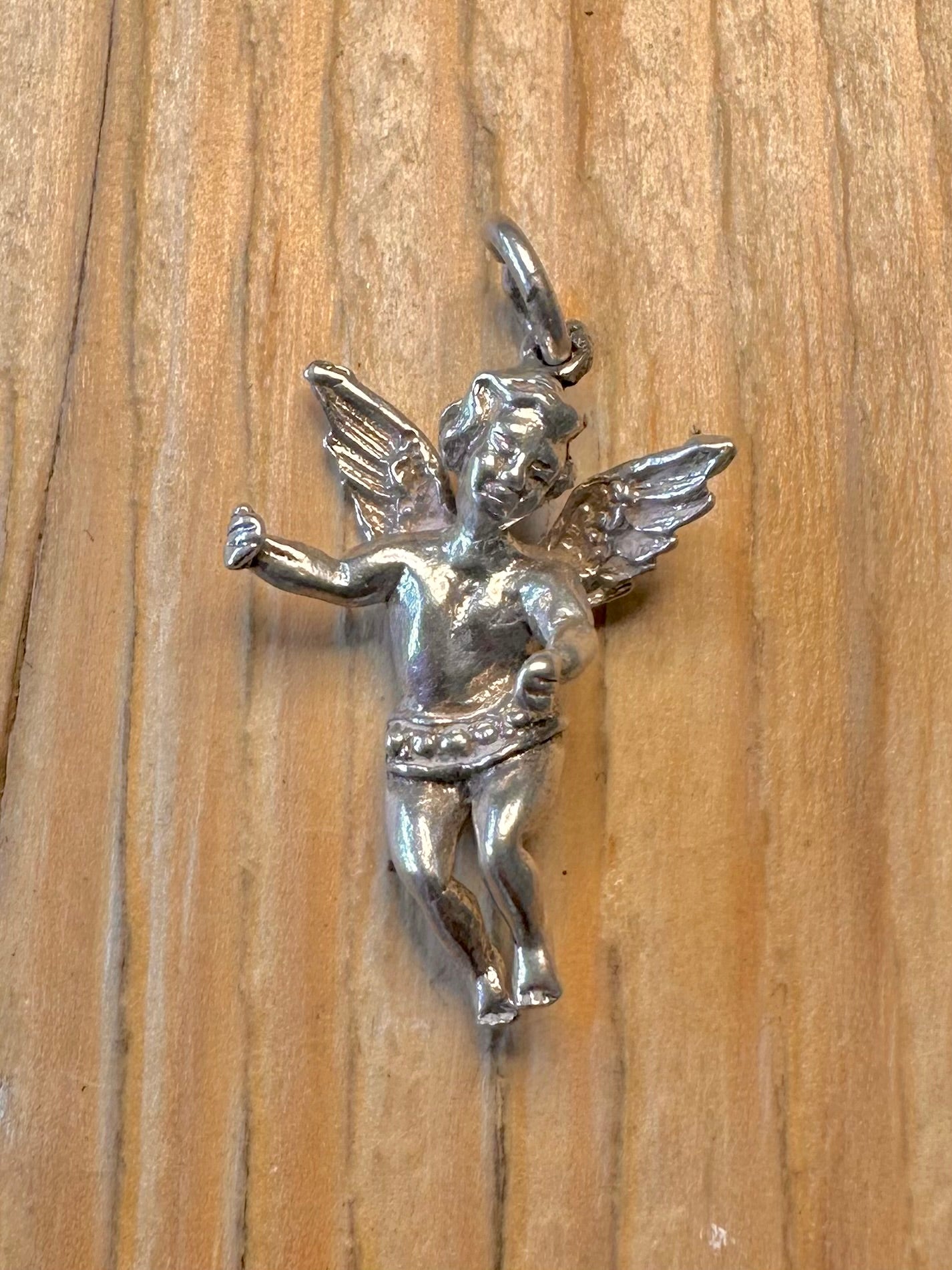 Vintage Cherub 925 Sterling Silver Charm Pendant