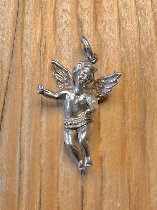Vintage Cherub 925 Sterling Silver Charm Pendant