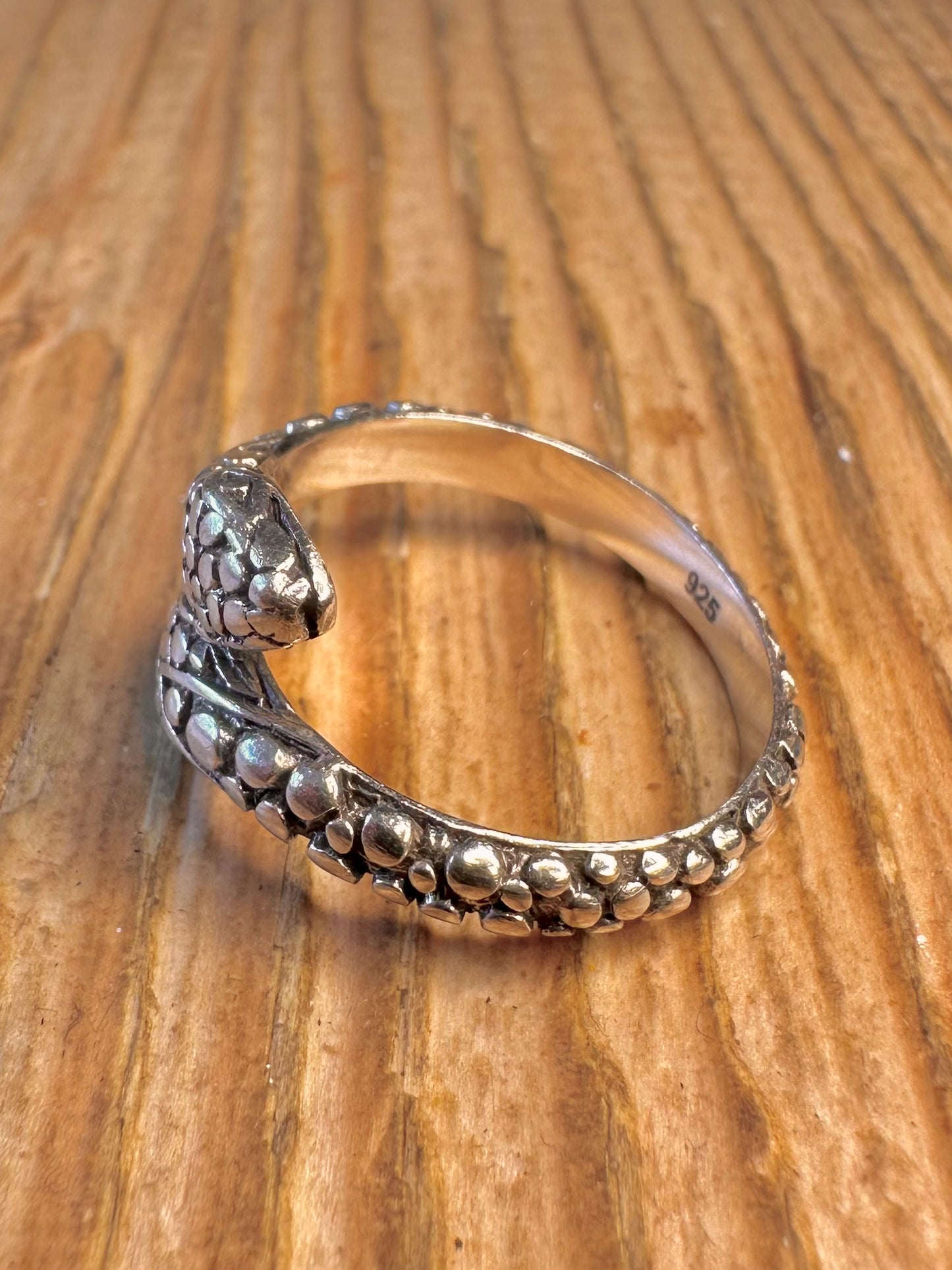 Intertwined Snake Textured 925 Sterling Silver Size R Ring